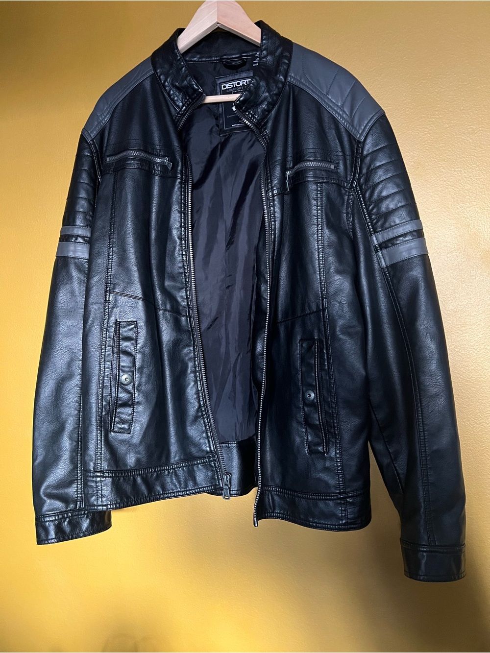 Black Faux Leather Bomber, Cafe Racer, Moto, Rave, Biker, industrial jacket